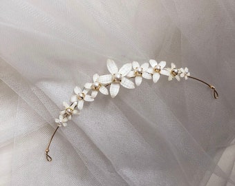 KENNA / glass floral halo / bridal headpiece