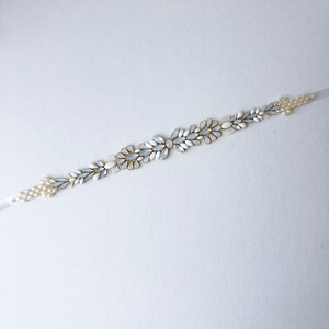 Ellery Sash: beaded wedding sash / opal and crystal beading / modern romantic image 4