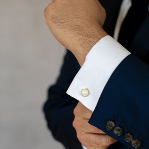 Ziggy // Pearl Wedding Day Cuff Links image 5