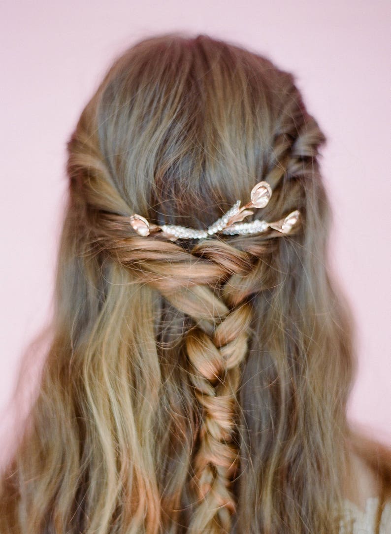 Rose Gold /& Kelly Green Calla Lily Comb