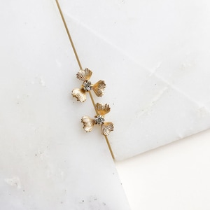 Dogwood floral stud earring / wedding earring / gold or silver Harlee image 1