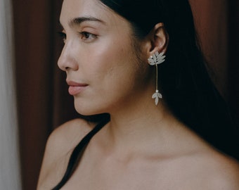 CAMERON // Beaded Drop Earring in Raw Crystal [gold or silver] // 2022