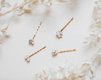 VICTORIA / bridal pearl and crystal hair pins / wedding day ready / set of 5