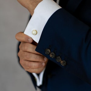 Ziggy // Pearl Wedding Day Cuff Links image 6