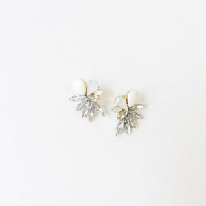 Falcon // Asymmetric moonstone and crystal earrings // bridal and party earrings image 5