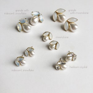 Polly earrings / pearl and moonstone stud earring / classic wedding style image 4