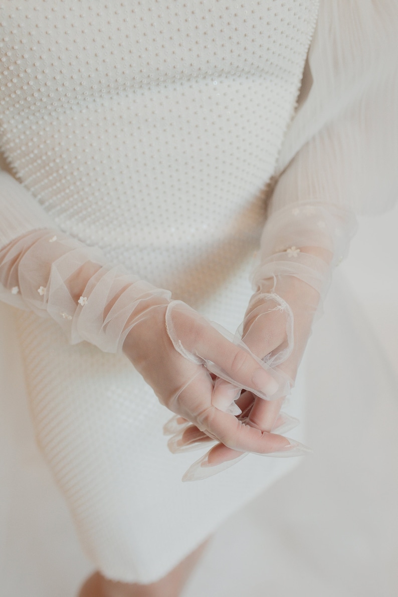 GLOVES // tulle with floral beading // spring capsule image 1