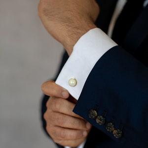 Ziggy // Pearl Wedding Day Cuff Links image 7