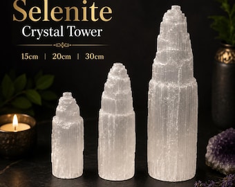 Selenite Crystal Tower Healing Crystal Point Meditation Energy Pillar 15-30cm