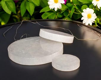 Selenite Round Plate: Crystal Charging, Meditation, Spiritual Healing