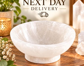 Selenite Crystal Bowl Raised Base 10cm 14cm Charging Dish Reiki Gift