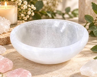 Handmade Selenite Crystal Charging Bowl Reiki Cleansing Bowl Spiritual Gift UK