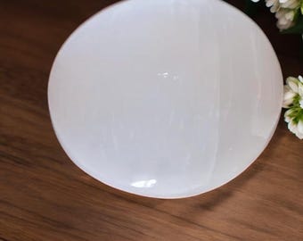 Selenite Palm Stone – Pocket Worry Stone, Chakra Healing