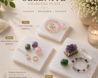 Selenite Charging Plate Crystal Cleansing Tray Square Reiki Altar Decor Gift