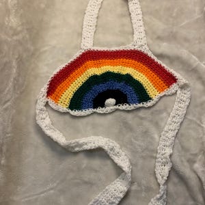 Boho Rainbow Crochet Bralette Crop Top