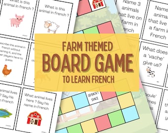 Bordspel Franse boerderij woordenschat | Afdrukbaar leren van talen (digitale download)