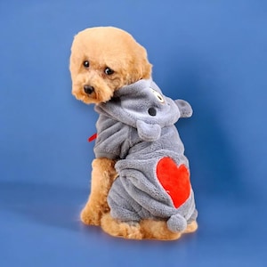 Teddy Bear Dog Onesie, Fleece Dog Jumpsuit, Pet Costume, Puppy Clothes, Dog Pajamas, Warm Dog Outfit, Cute Dog Apparel