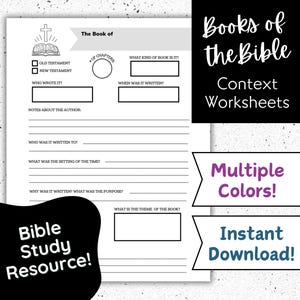 Bible Study Context Worksheet: Books of the Bible (Digital Download)