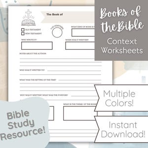 Hoja de trabajo de contexto de los libros de la Biblia (descarga digital)