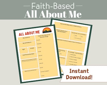 Christian All About Me Worksheet: Bible Study, Youth Group (PDF & JPG)