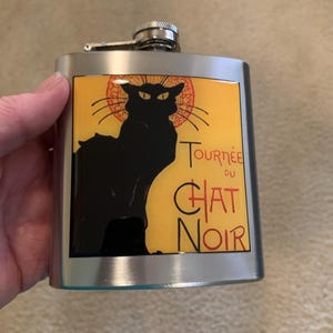 Chat Noir Black Cat 6 OZ roestvrijstalen sterke drank heupfles vintage poster