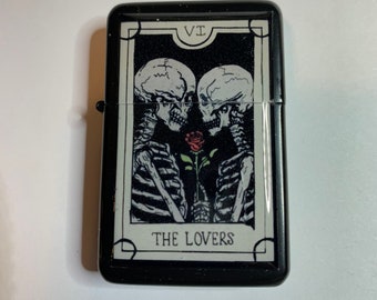 Tarot Card The Lovers Skeletons Refillable Lighter
