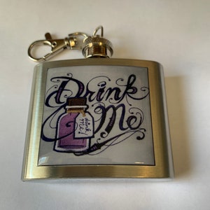 Alice In Wonderland Drink Me Keychain Flask