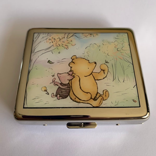 Classic Vintage Winnie The Pooh 7 day Pill Box with Mirror