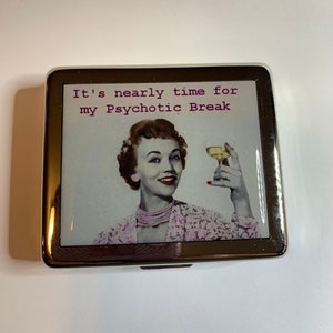 Vintage Poster Funny 8 Day Pill Box with Mirror