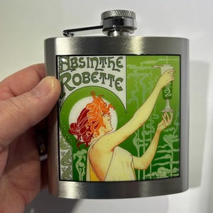 Absinthe Robette Vintage Poster Liquor Hip Flask Stainless Steel