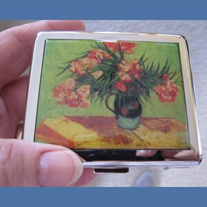 Van Gogh Flowers 8 Day Pill Box with Mirror image 2