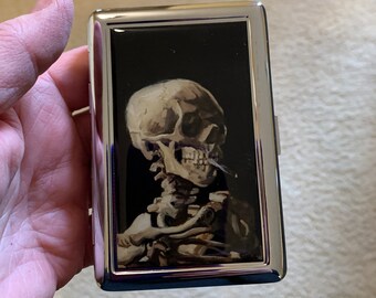 van gogh cigarette case Skeleton Smoking or Card or Wallet The product is gift Skeleton with Burning Cigarette by
