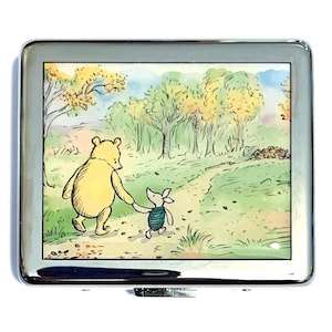 Classic Vintage Winnie The Pooh and Piglet 7 Day Pill Box with Mirror