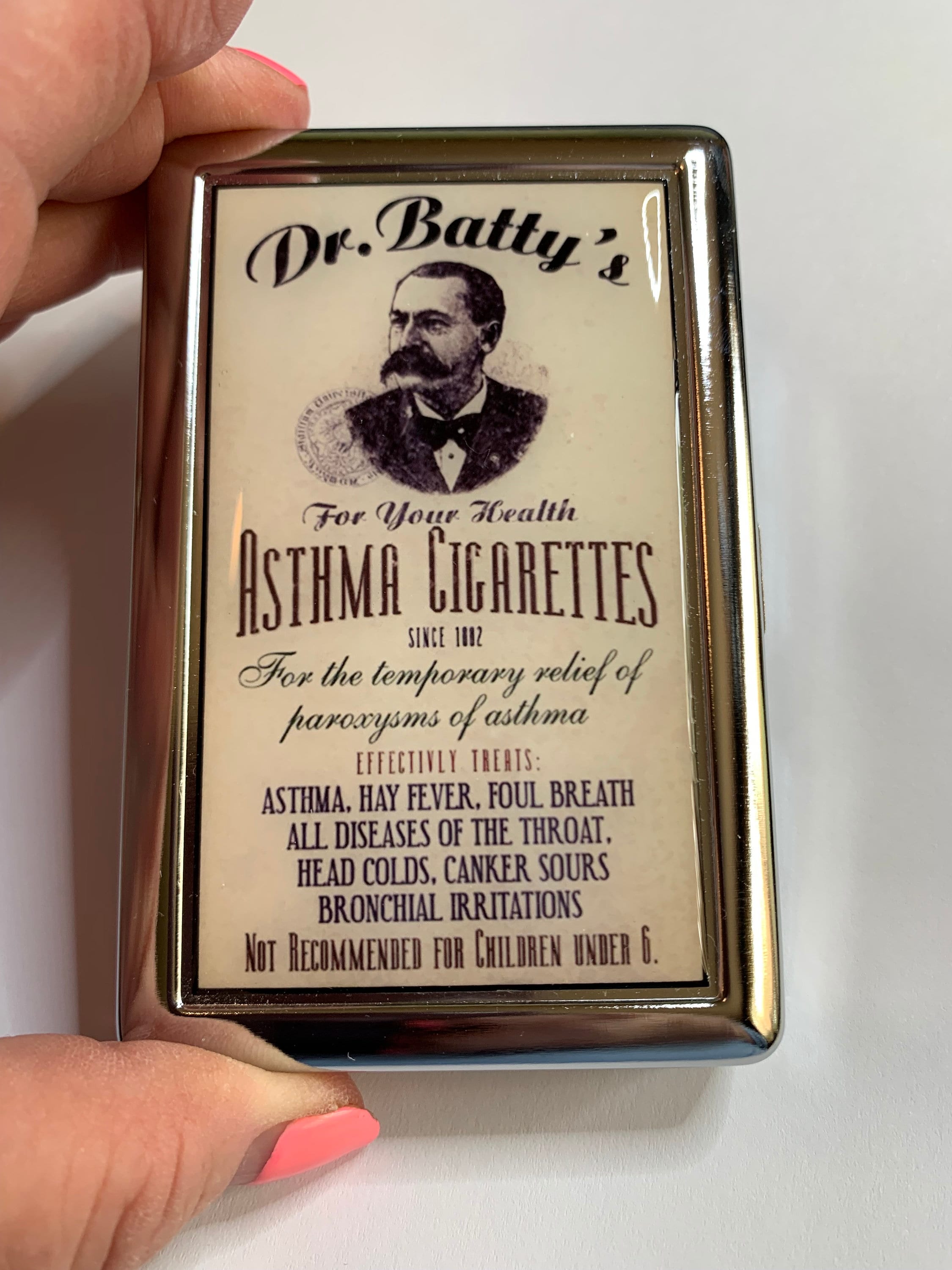 cigarettes and asthma Vintage Poster Asthma Cigarettes Cigarette or Card Case or Wallet