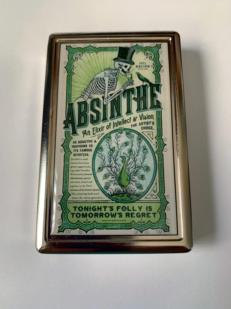 Absinthe Skeleton Belle Epoque Poster Cigarette or Card Case or Wallet ...