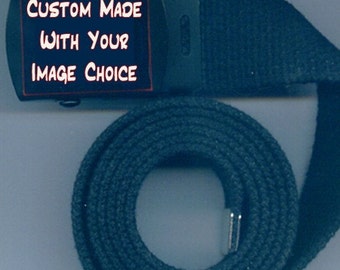 Belt and Buckle Custom Made With Your Image Personalized Adjustable Size Belt