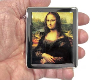Mona Lisa Leonardo Da Vinci Art Poster 7 Day Pill Box with Mirror