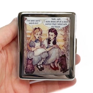 Alice And Dorothy Funny 7 day Pill Box with Mirror