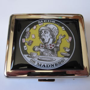 Alice In Wonderland Meds or Madness 7 day Pill Box Mad Hatter