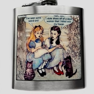 Alice and Dorothy Funny Liquor Hip Flask 6 oz