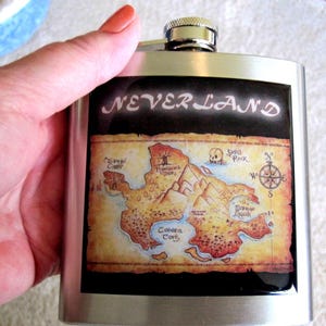 Neverland Map Schnaps Flachmann Edelstahl 6 Unze