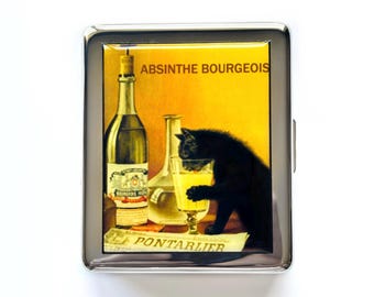 Absinthe Black Cat 7 Day Pill Box with Mirror