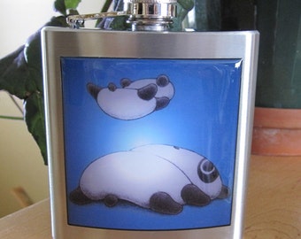 Tare Panda Bear Liquor Hip Flask Stainless Steel 6 Ounce