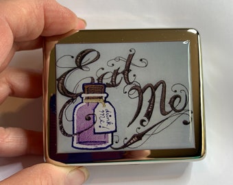 Alice In Wonderland Eat Me 8 Day Pill Box With Mirror