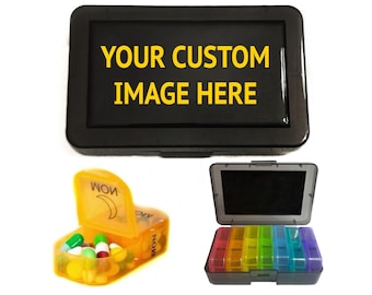 CUSTOM Image or Text PERSONALIZED 7 Day 2 a Day Pill Box