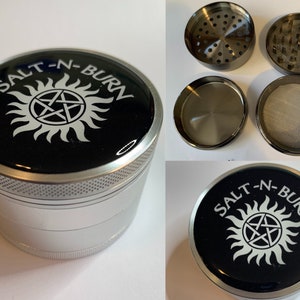 Salt n Burn 2.25&quot; 4 Part Dry Herb and Spice Grinder Supernatural Pentagram