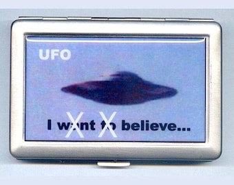 UFO Raumschiff I Believe Zigaretten oder Karten Etui oder Geldbörse