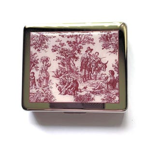 Vintage French Toile Design 7 day Pill Box with Mirror