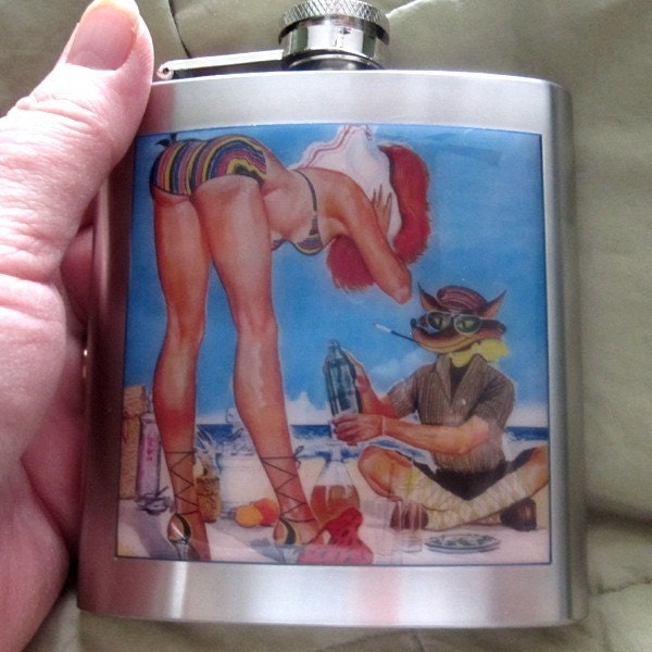 Pin Up Vintage Magazine Cover Liquor Hip Flask