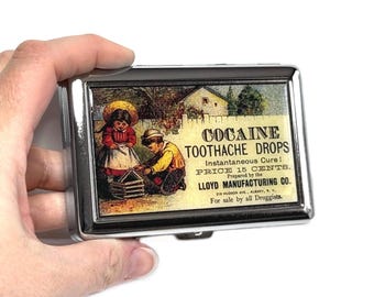 Vintage Toothache Ad Poster Zigaretten oder Kartenetui oder Geldbörse